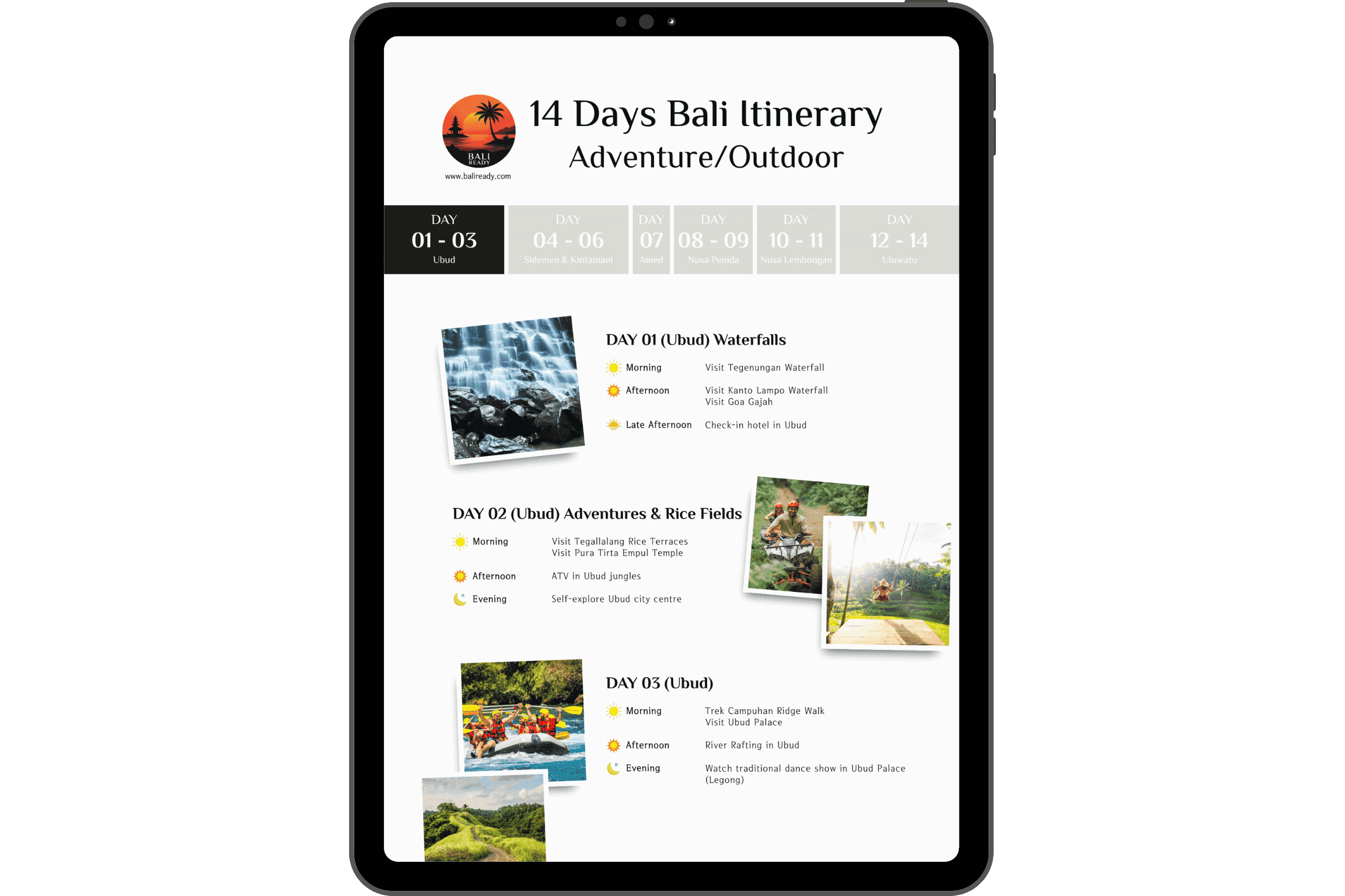 Example of Itinerary in PDF