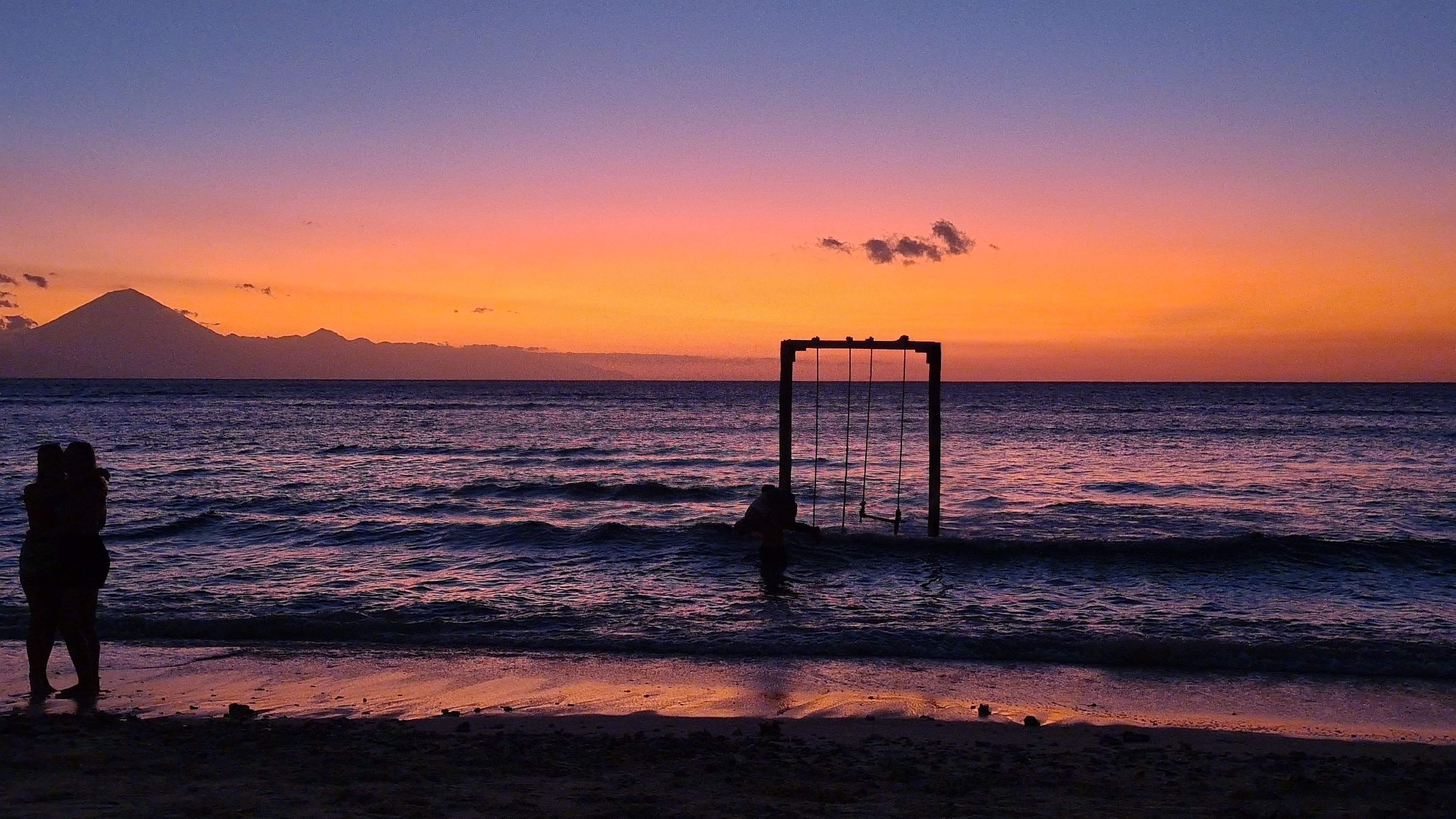 Sunset at Gili T with Mt. Agung in the background