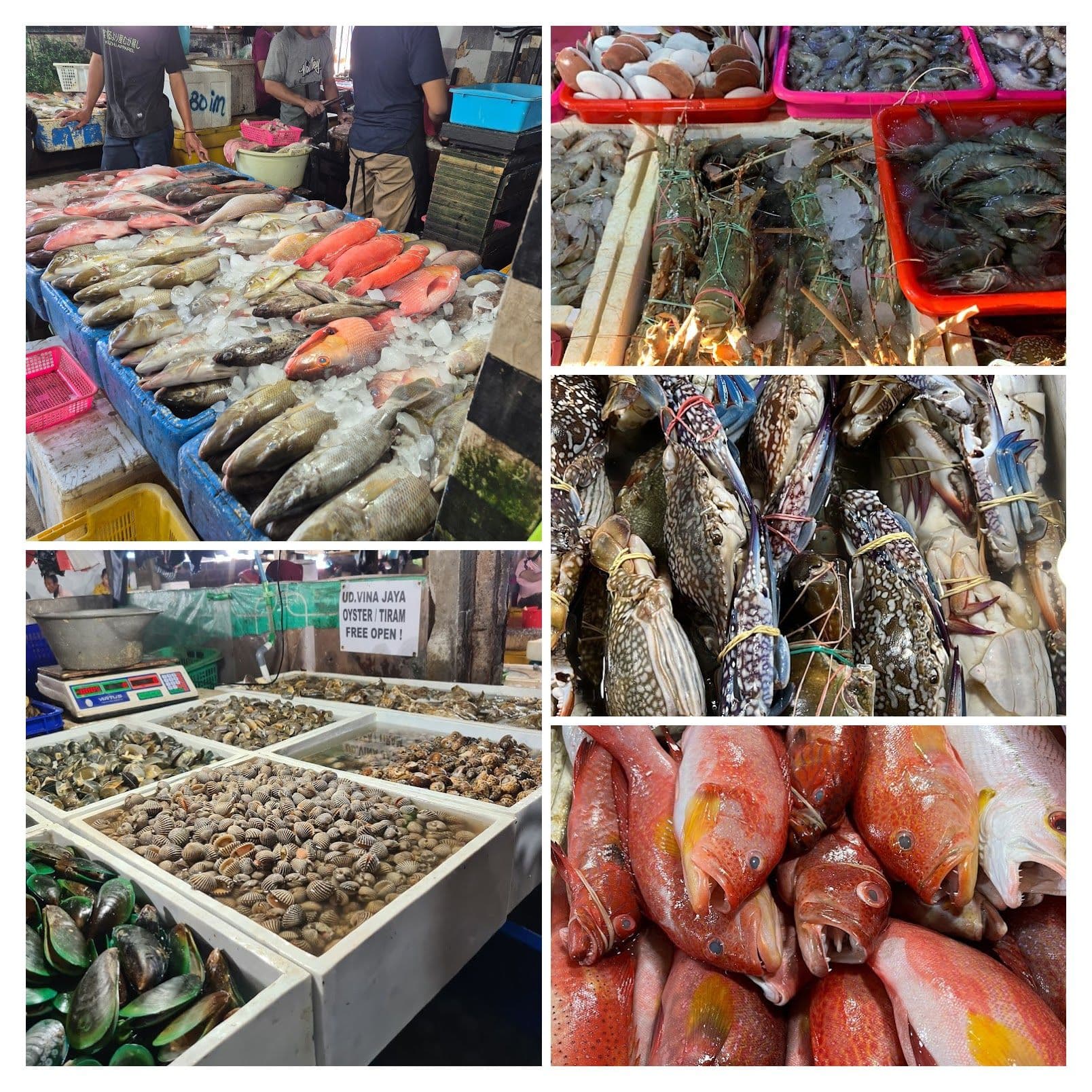 Kedonganan seafood market spread