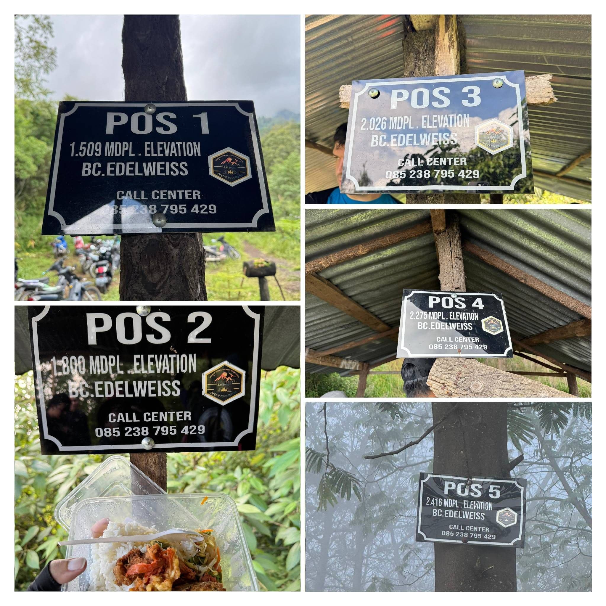 The 5 "pos" to reach the camp ground from Taman Edelweiss