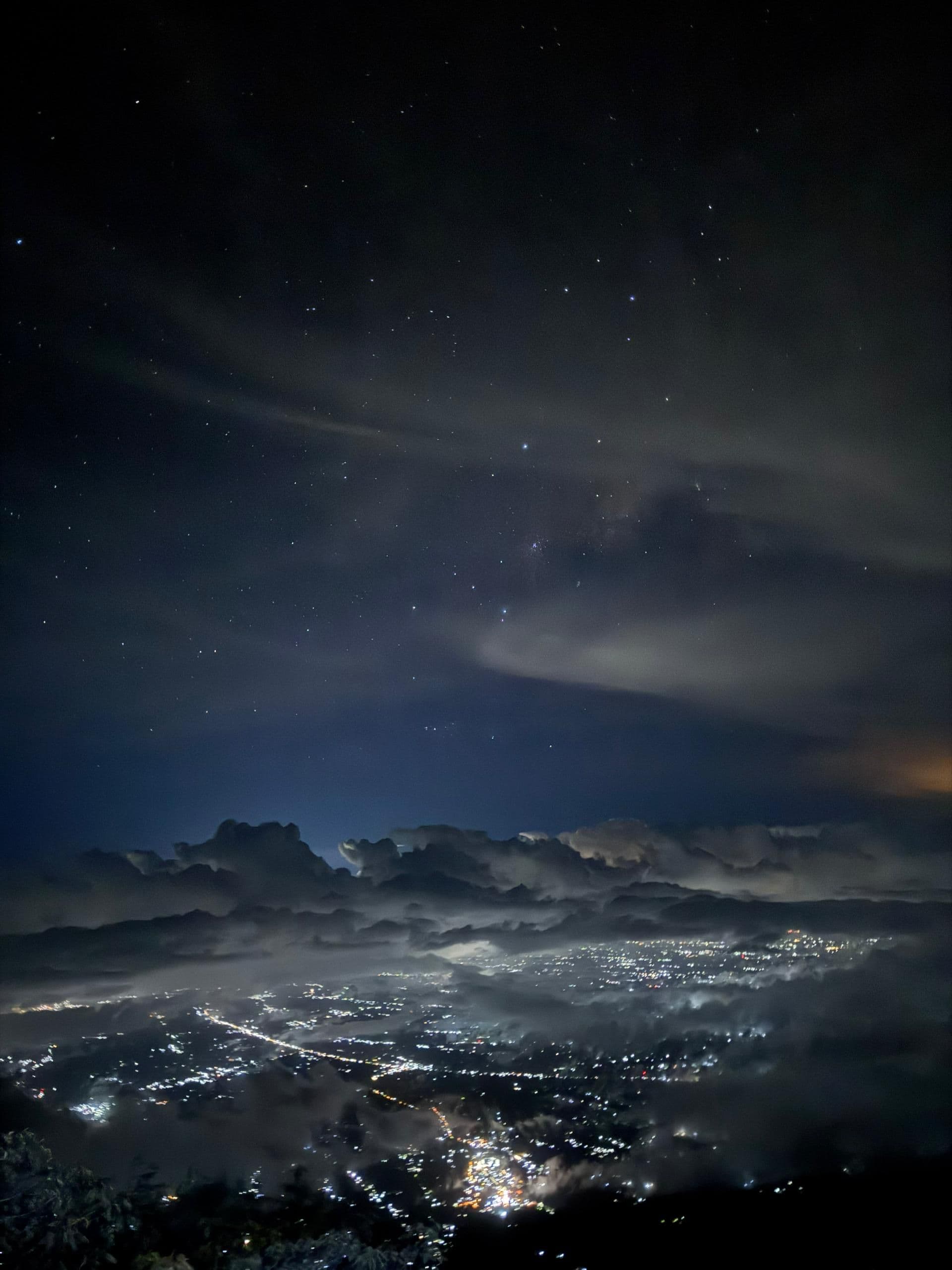 Bali's Skyline from the trail to the summit of Mt Agung at night