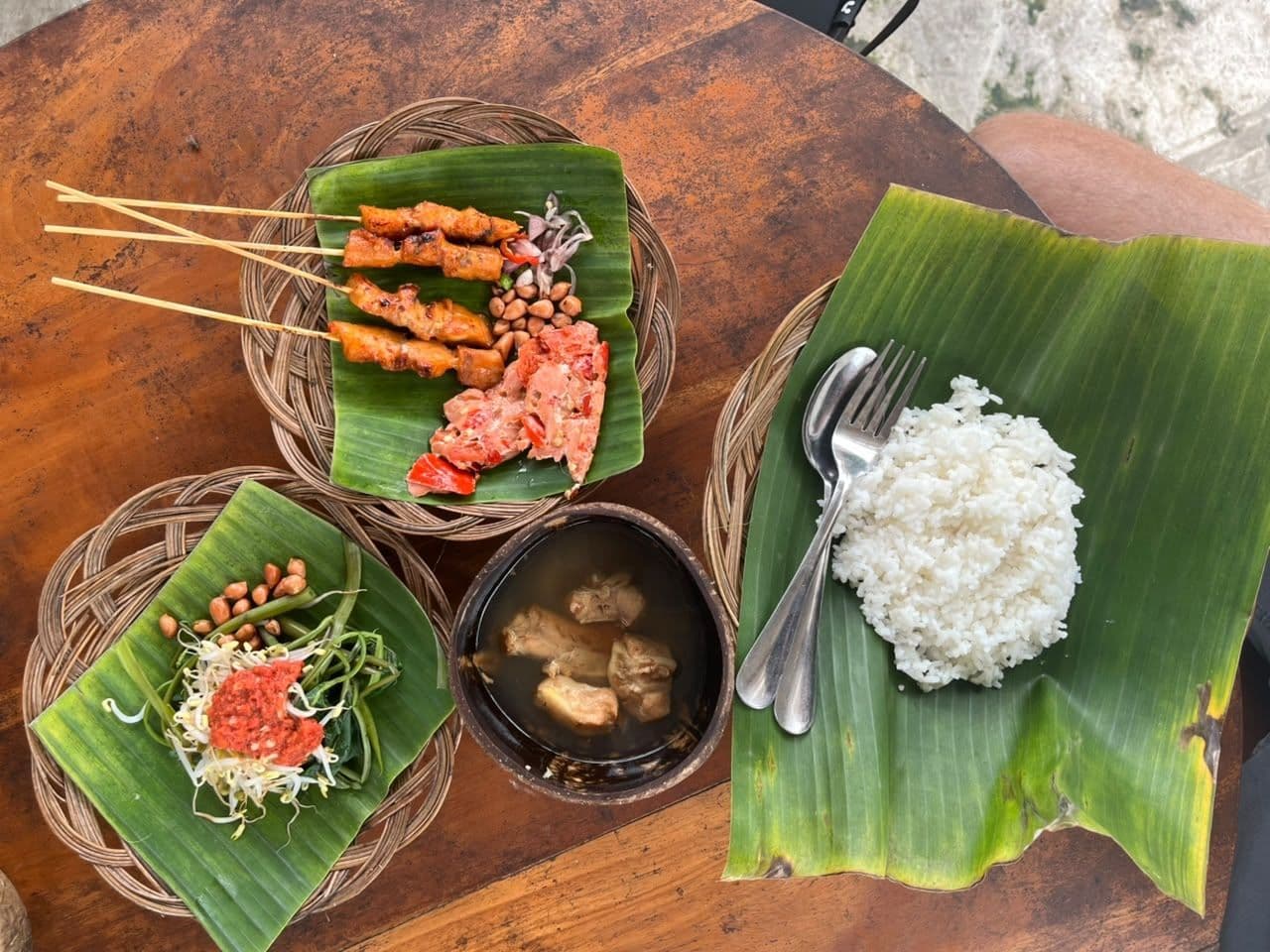 Complete nasi be pasih from Warung Lestari in Tabanan.
