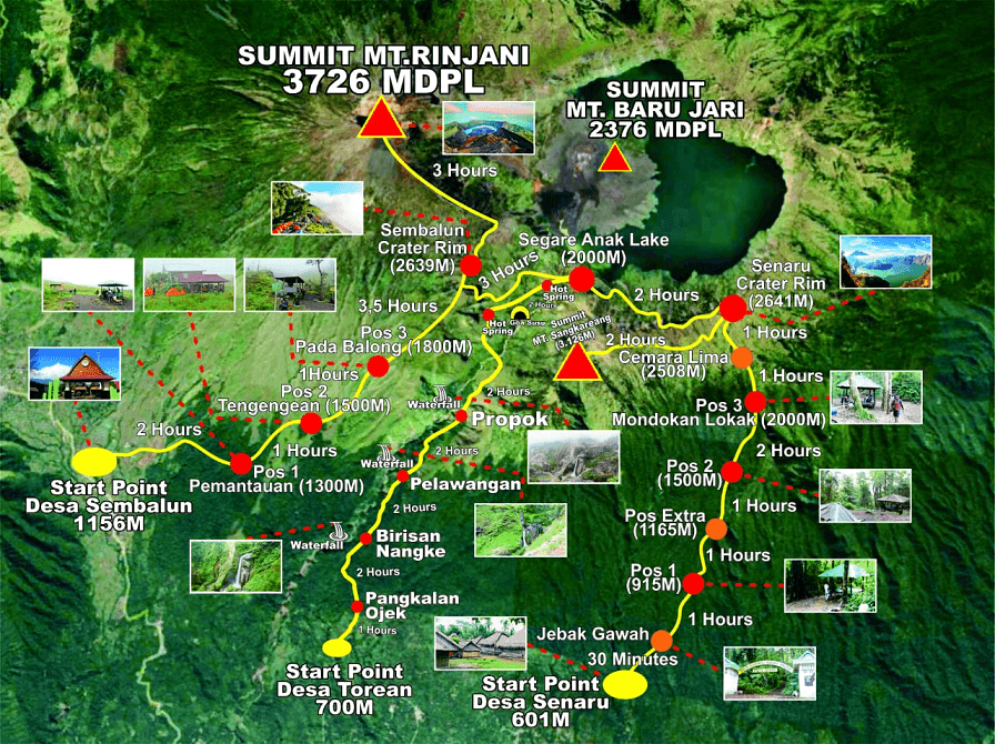 Mount Rinjani trek map