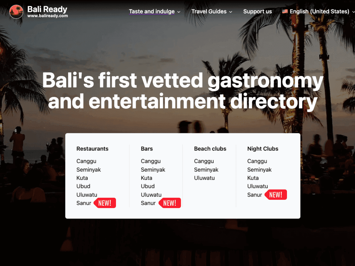 Sanur Best Restaurant, Bars and Night Clubs Directory Now Live on Bali Ready