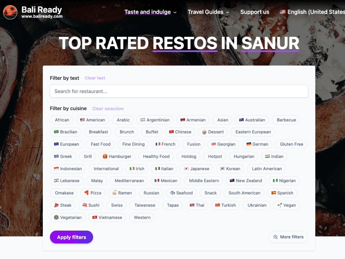 Sanur Restaurants Directory
