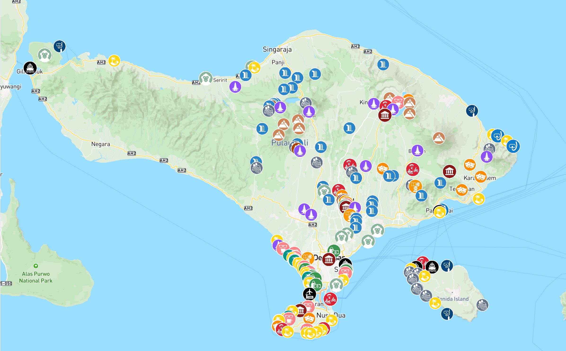 Bali interactive map background
